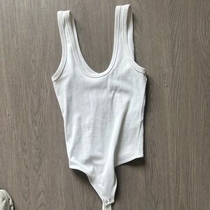 Abercrombie & Fitch White Ribbed Bodysuit